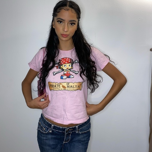 VINTAGE PINK BABY TEE - Picture 1 of 4
